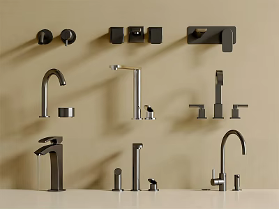 Modern Faucet Collection Featuring Various Design Styles Wall Mounted And Countertop 3d model
