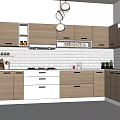 Modern Kitchen Interior Design With Wooden Cabinets White Countertops And Pendant Lights