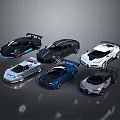 Luxury Sports Cars In Multiple Colors With Sleek Design And Rear Spoilers