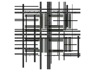Complex Industrial Pipe System Featuring Grid Layout With Crossed Metal Pipes 3d model
