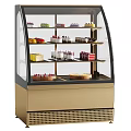Elegant Display Showcase Shelf With Glass Door And Golden Base For Desserts Cakes Fruits Drinks