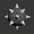 Decorative Ornament Set With Spiked Sphere Metallic Textured Surface And Silver Spikes