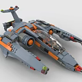 Gray And Orange LEGO Spaceship Model With Cockpit 3d model