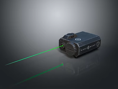 EOTech Tactical Black Weapon Laser Sight Device Emitting Green Laser Beam 3d model