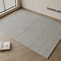 Square Rug With Gray Woven Texture On Wooden Floor For Television Display Area