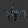 Futuristic Mechanical Beast Featuring Robotic Limbs Sharp Claws And Blue Orange Design 3d model