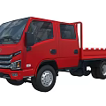 Red Utility Vehicle With Double Cab And Flatbed For Cargo Transport Needs 3d model