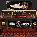 SEEPING YOU Exhibition Booth Design Orange Black Theme Central Smiley Logo Display Counters Tables Chairs