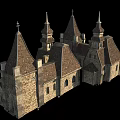 Ancient Architecture With Stone Built Structure Multiple Spires And Traditional Design 3d model