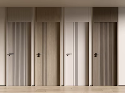 Modern Hinged Doors With Various Wood Finishes And Neutral Tones For Home Interior Design 3d model