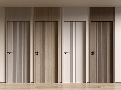 Modern Single Door Bedroom Door Wooden Door 3d model