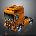 Vibrant Orange Semi Truck Cab Featuring Modern Design And Reflective Surface Details