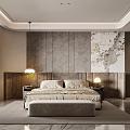 Modern Bedroom Interior Design With King Bed Headboard Nightstands Lamps And Decorative Painting