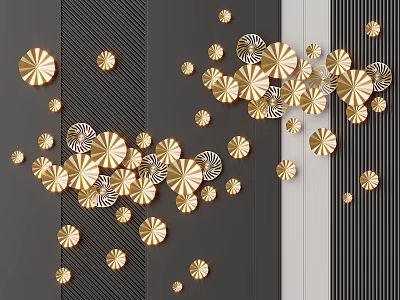 Gold Geometric Wall Decor For Modern Interior With Artistic Arrangement 3d model