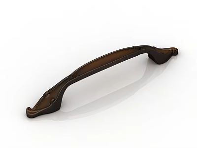 Classic Brown Furniture Handle With Curved Design For Cabinets And Drawers 3d model