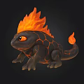 Cute Mythical Creature 3D Model With Flaming Head And Lava Patterns 3d model