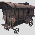 Vintage Carriage Medieval Wagon Wooden Car 3d model