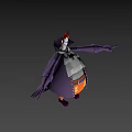 Cartoon Style Game Character With Red Spiked Hat Purple Coat And Orange Pants
