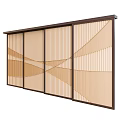 Modern Wooden Frame Room Divider With Striped Design For Interior Space Separation 3d model