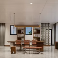 Serene Tea Room Interior With Wooden Shelves Table Chairs And Bright Windows