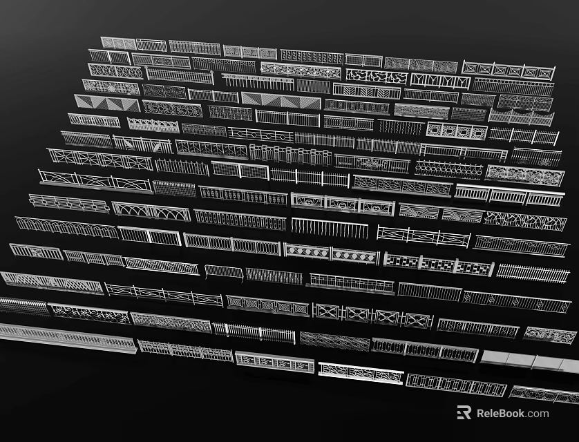 Various Decorative Railing Designs With Different Intricate Patterns And Styles 3d model
