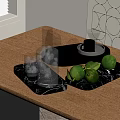 Black Cup On Wooden Table With Black Marble Tray Limes Glass Cups Ice Water Jug
