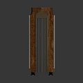 Modern Household Appliance With Wooden Design And Metal Grille On Wheels