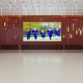School Cultural Wall With Wooden Strips Lighting And Youth Dream