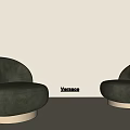Set of Two Modern Green Versace Sofa Stools With Gold Round Base 3d model