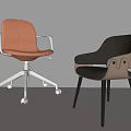 Modern Office Chairs Featuring Orange Swivel Base and Gray Armrest with Black Legs