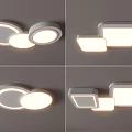 Modern Ceiling Lights With Round And Square Shapes And Bright White Lighting Design 3d model