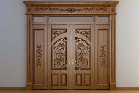 European-style double door 3d model