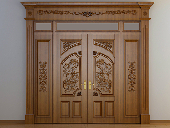 European-style double door 3d model