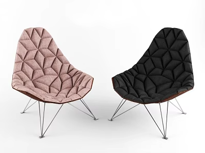Pink And Black Geometric Patterned Leisure Chairs With Metal Legs Design 3d model
