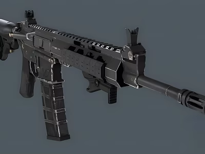 Black Modern Tactical Rifle With Rail System Magazine And Barrel Design 3d model