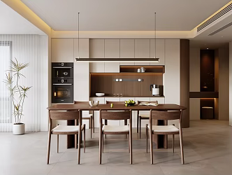 Modern Middle Ancient Style Restaurant Middle Style Dining Table and Chair Sideboard Hallway Shoe Cabinet Type Chandelier Plant Potted Electric Cabinet Ornaments Solid Wood Dining Table and Chair 3d model
