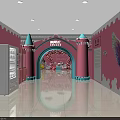 Vibrant Pink And Blue Interior Space With Cloud Chandeliers Balloons And Hanging Chair