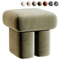 Modern Cream Boucle Upholstered Square Sofa Stool For Cozy Home Living Room Decor