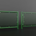 Green Mesh Fence With Strong Metal Frame Posts And Rails Construction 3d model