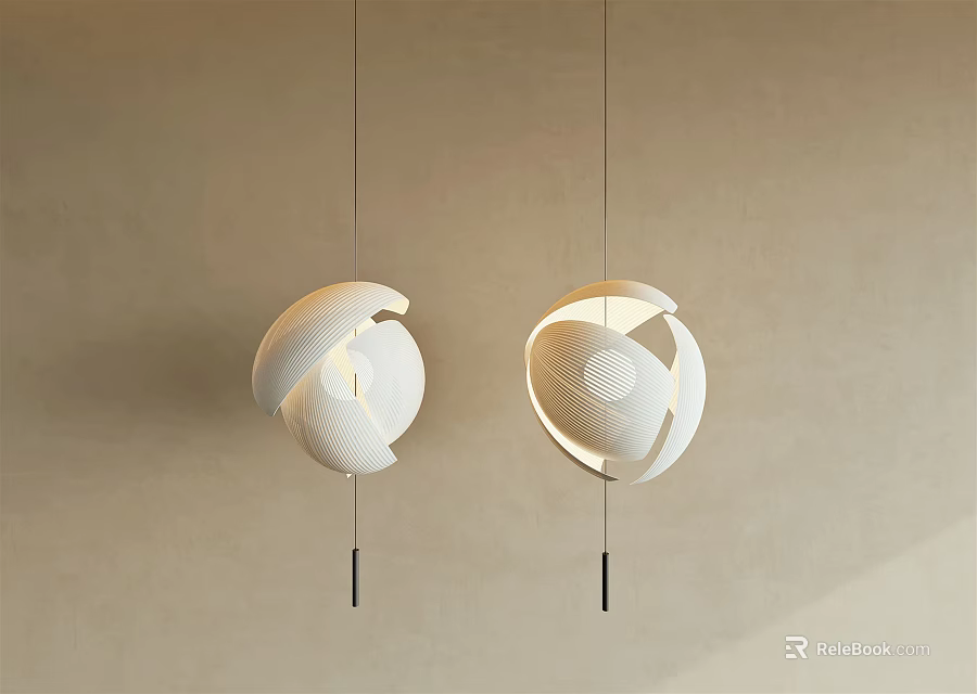 Modern Spiral Pendant Lights With Light Beige Wall Background Indoor Decor 3d model 