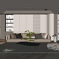 Modern Living Room Interior With Beige Sofa Gray Pillows And Coffee Table