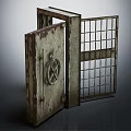 Rusty Open Safe Door Displaying Old Metal Grille And Antique Design