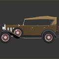 Vintage Brown Convertible Car With Red Wheels And Soft Top Retro Design