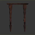 Vintage Wooden Square Table With Intricate Carved Legs And Textured Surface