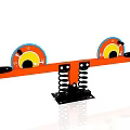 Orange Seesaw With Colorful Circular Decorations And Spring Structure For Playgrounds