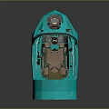 Detailed Turquoise Aircraft Cockpit Model Interior Featuring Control Panel Instruments And Transparent Canopy
