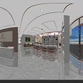 Modern Beauty Salon Interior With Styling Chairs Mirror Sofa And Product Shelves