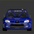 Blue Rally Car Number 5 With Yellow Wheels Stripes And Rear Spoiler