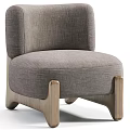 Olive Green Velvet Leisure Chair With Comfortable Seat And Wooden Legs Design