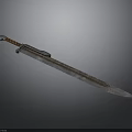 Ancient Medieval Sword With Metal Blade And Red Wrapped Handle Design